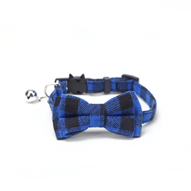 Pet Breakaway Cat Collar Bow Tie and Bell Cute Plaid