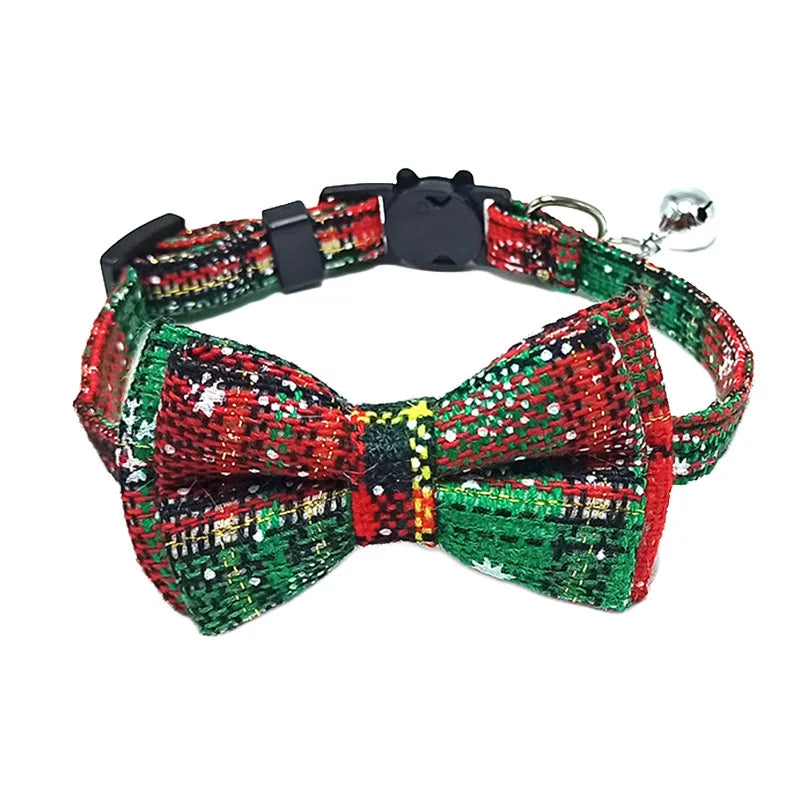 Pet Breakaway Cat Collar Bow Tie and Bell Cute Plaid