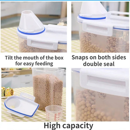 Dog Cat Food Pail Plastic Storage Tank with Measuring Cup