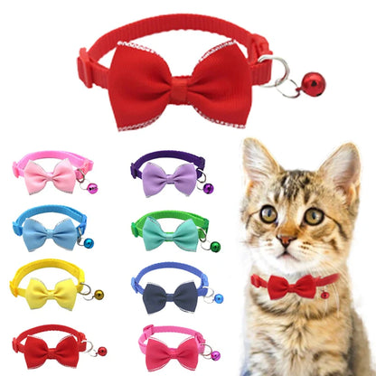 Pet Breakaway Cat Collar Bow Tie and Bell Cute Plaid